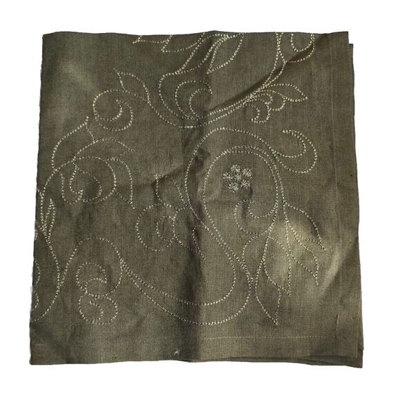 KIM SEYBERT SET OF 3 EMBROIDERED LINNEN NAPKINS HUNTER GREEN NEIMAN MARCUS - Picture 1 of 3